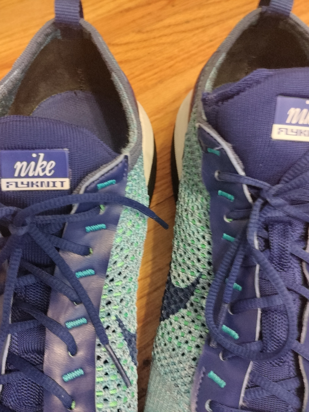 Nike Men's Air Max Flyknit Racer Sneakers. Royal Blue/Algae. Size 13 - Picture 7 of 9